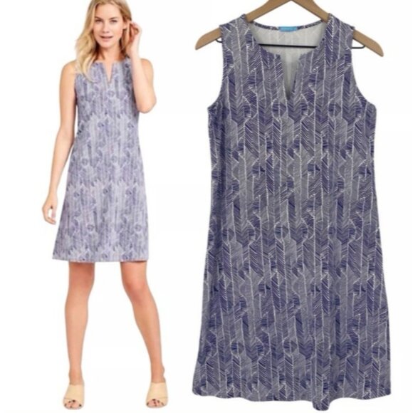 J. McLaughlin Dress Blue White XS Extra Small Stretch Sheath Sleeveless NEW - Picture 1 of 7